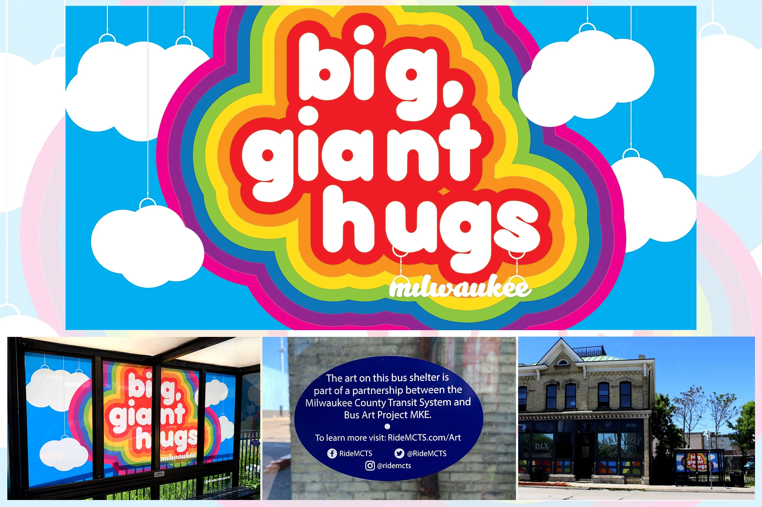 Bus Shelter Art: Big, Giant Hugs (2019)