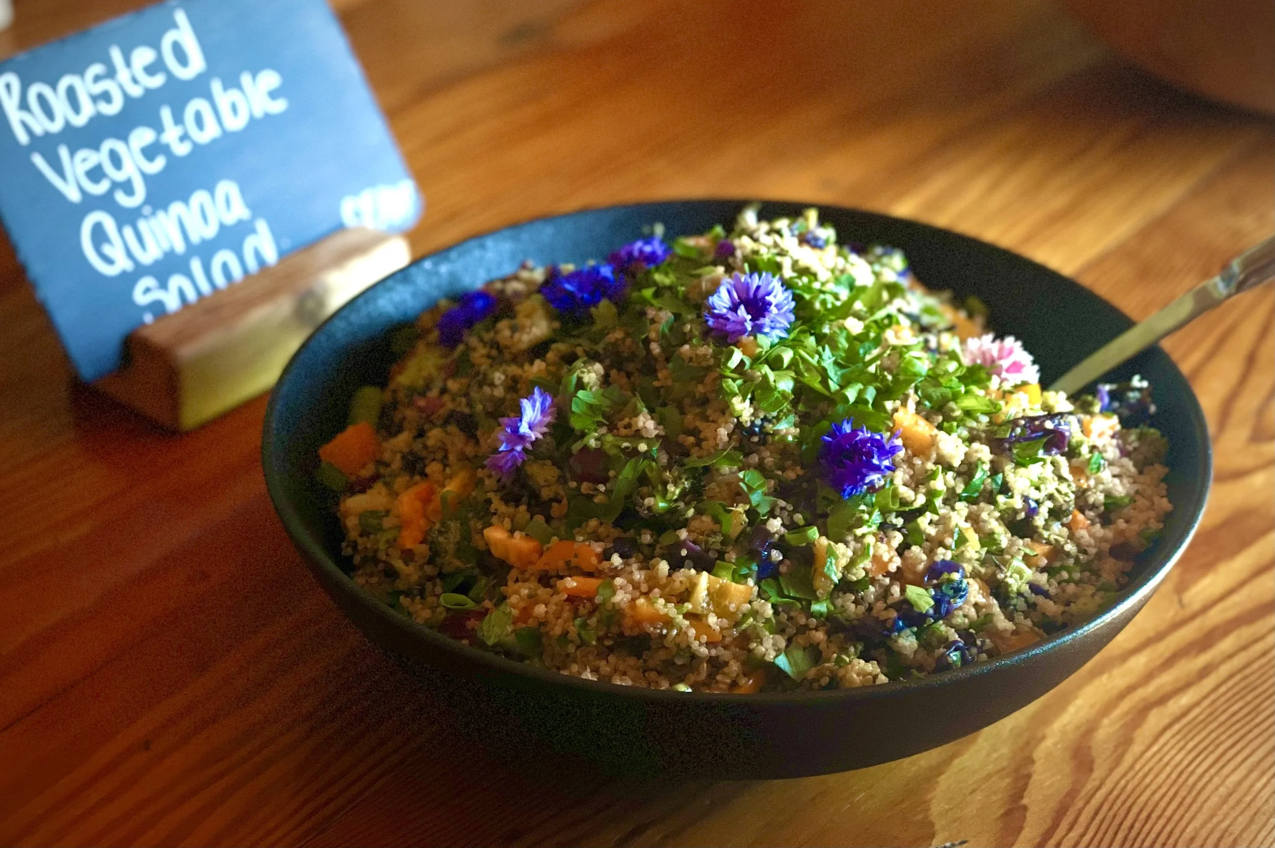 close up of a healthy lentil salad at a yoga retreat