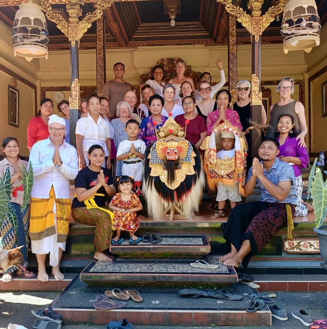 group of people attending a yoga retreat in bali