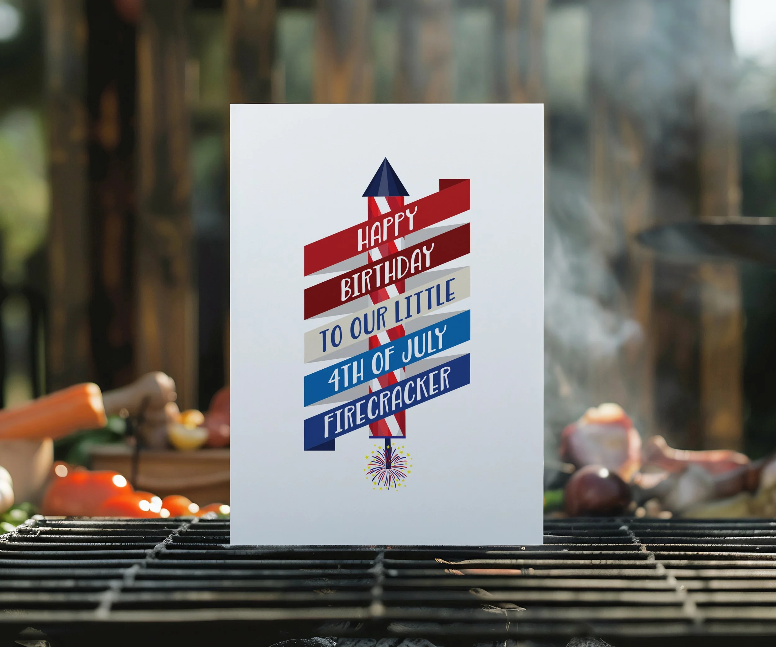 4th of July Firecracker 5x7 Birthday Card