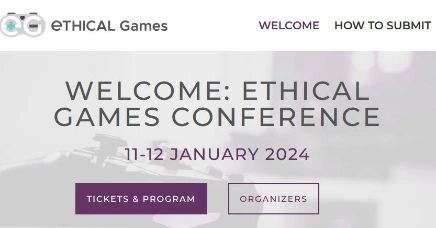 The Ethical Games Conference is happening tomorrow, held online January 11th and 12th 2024, great line up, info and tickets at links below  #games #ethical #ethics #videogames #gamedev http://ethicalgamesconference.org/ for info and tickets https://w