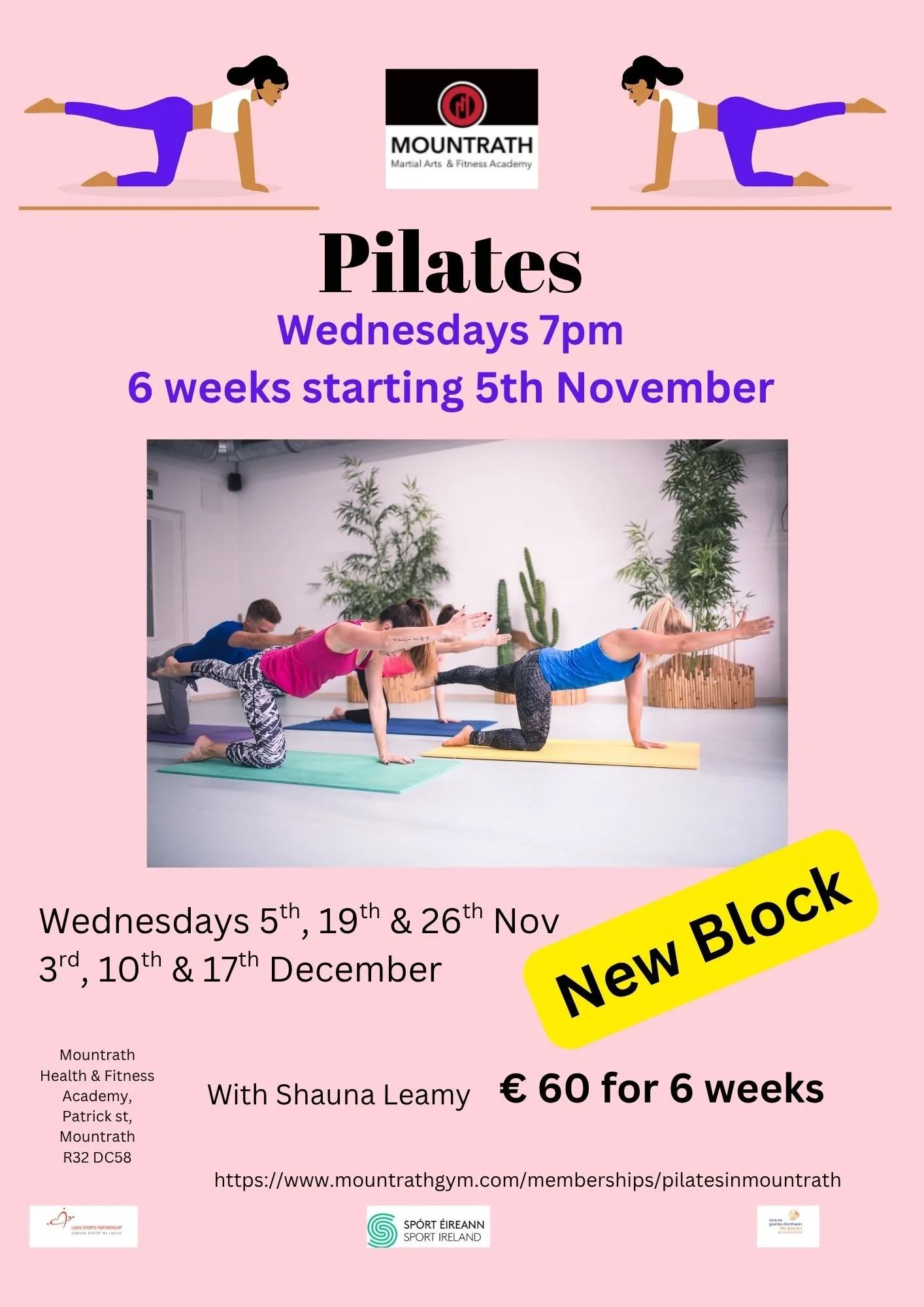 Wednesday evening 7 pm Pilates in Mountrath