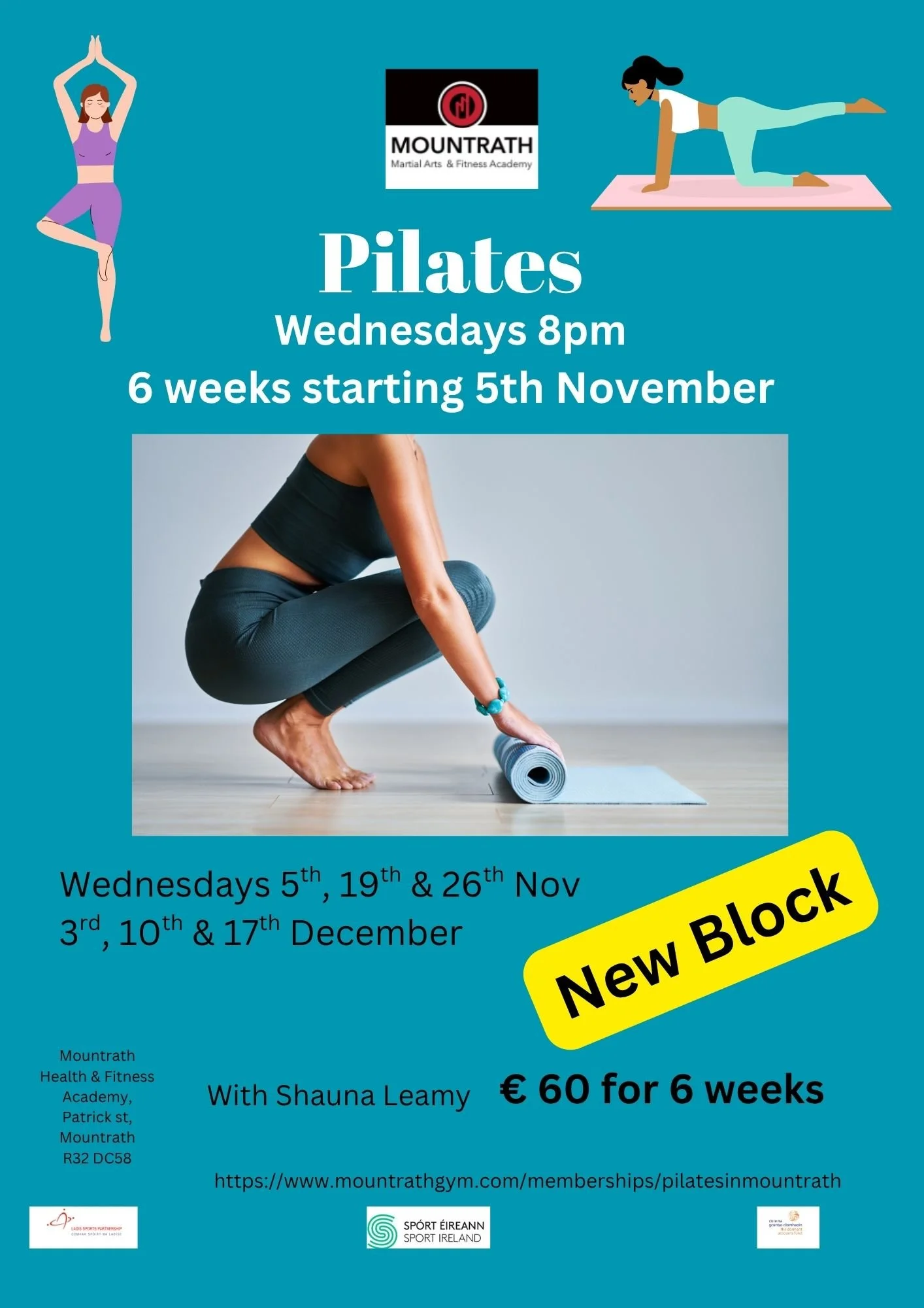 Wednesday evening 8 pm Pilates in Mountrath