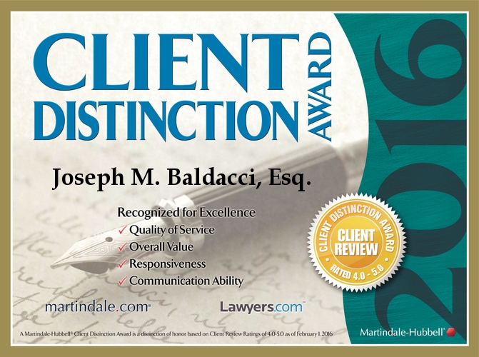 Joseph M. Baldacci Honored with Client Distinction Award