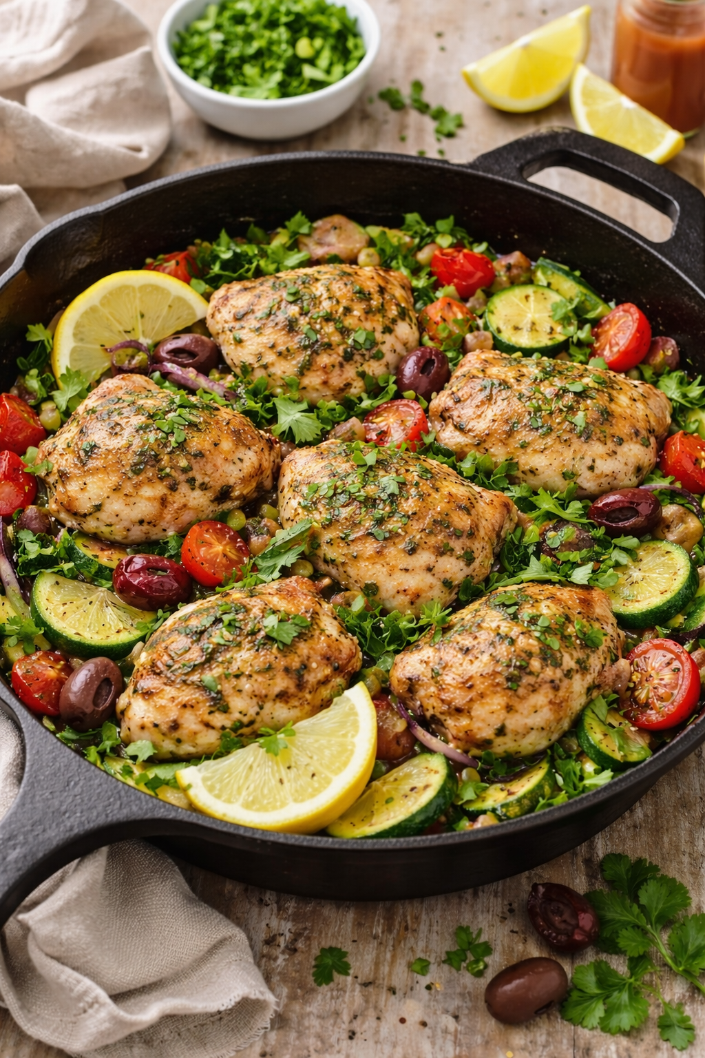 Mediterranean Lemon Garlic Chicken Skillet 🍋🌿