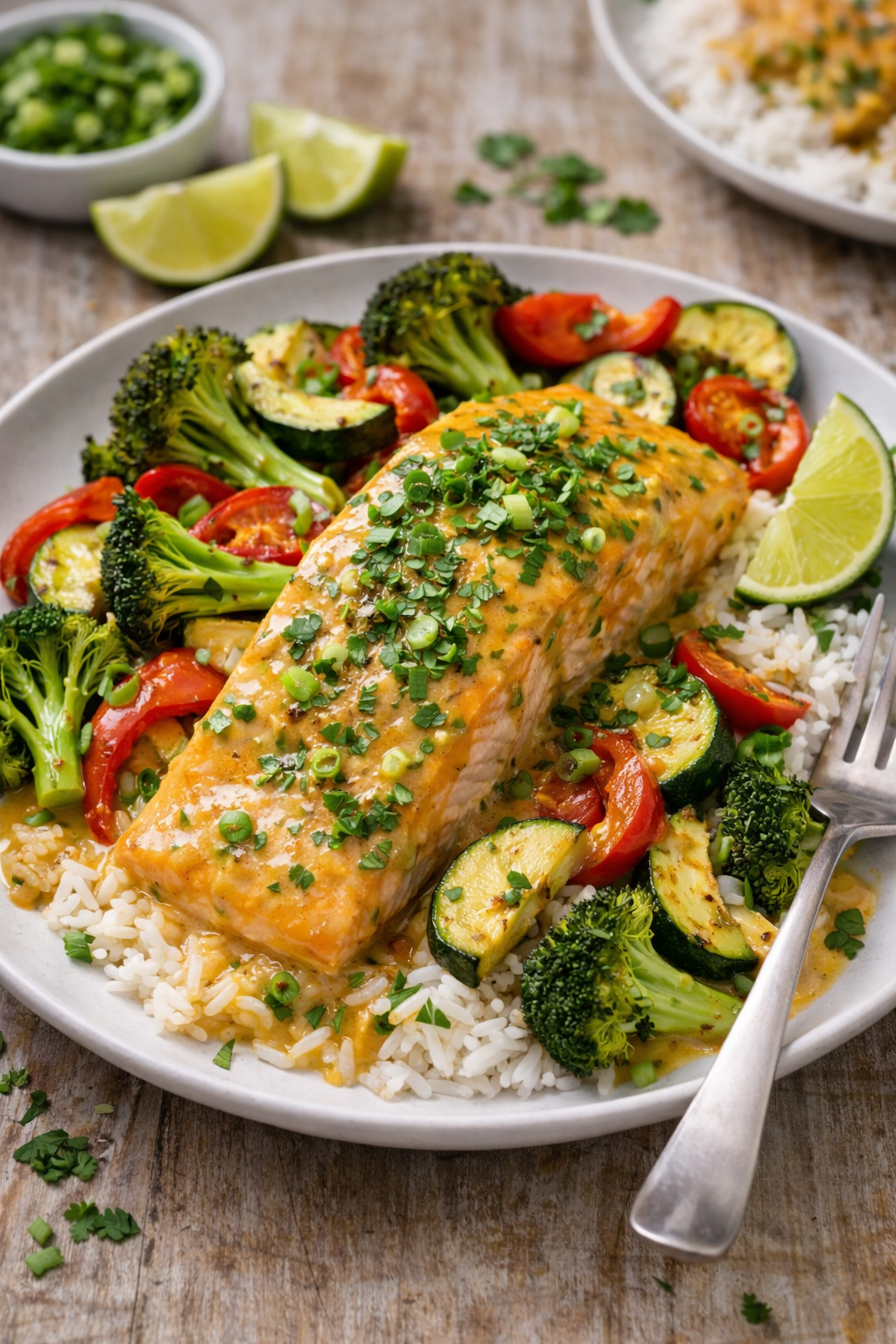 Coconut Curry Salmon with Roasted Veggies 🥥🍛