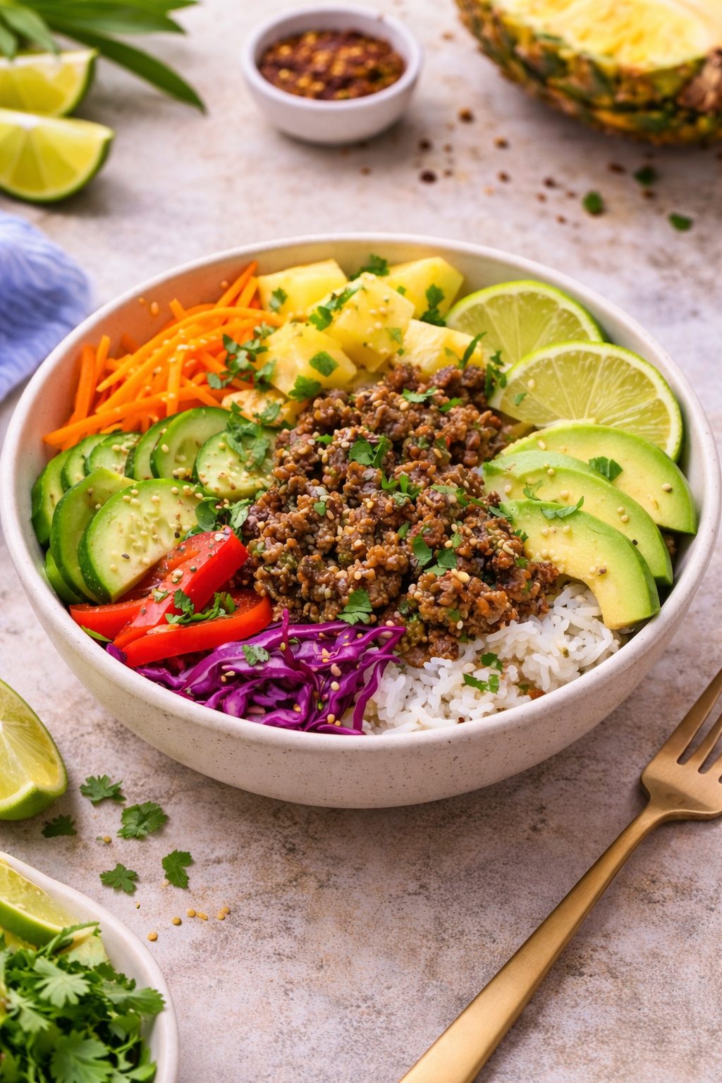 🌴🍍 Tropical Honey Garlic Beef Bowls