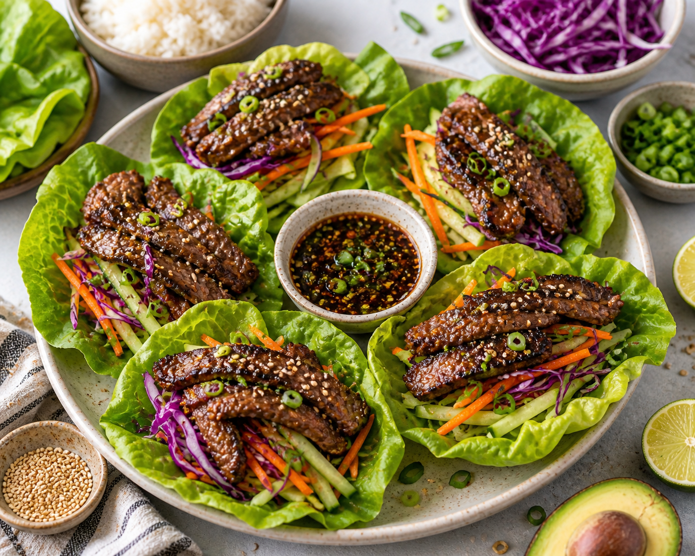 🥩🥒 Korean-Inspired Steak Lettuce Wraps