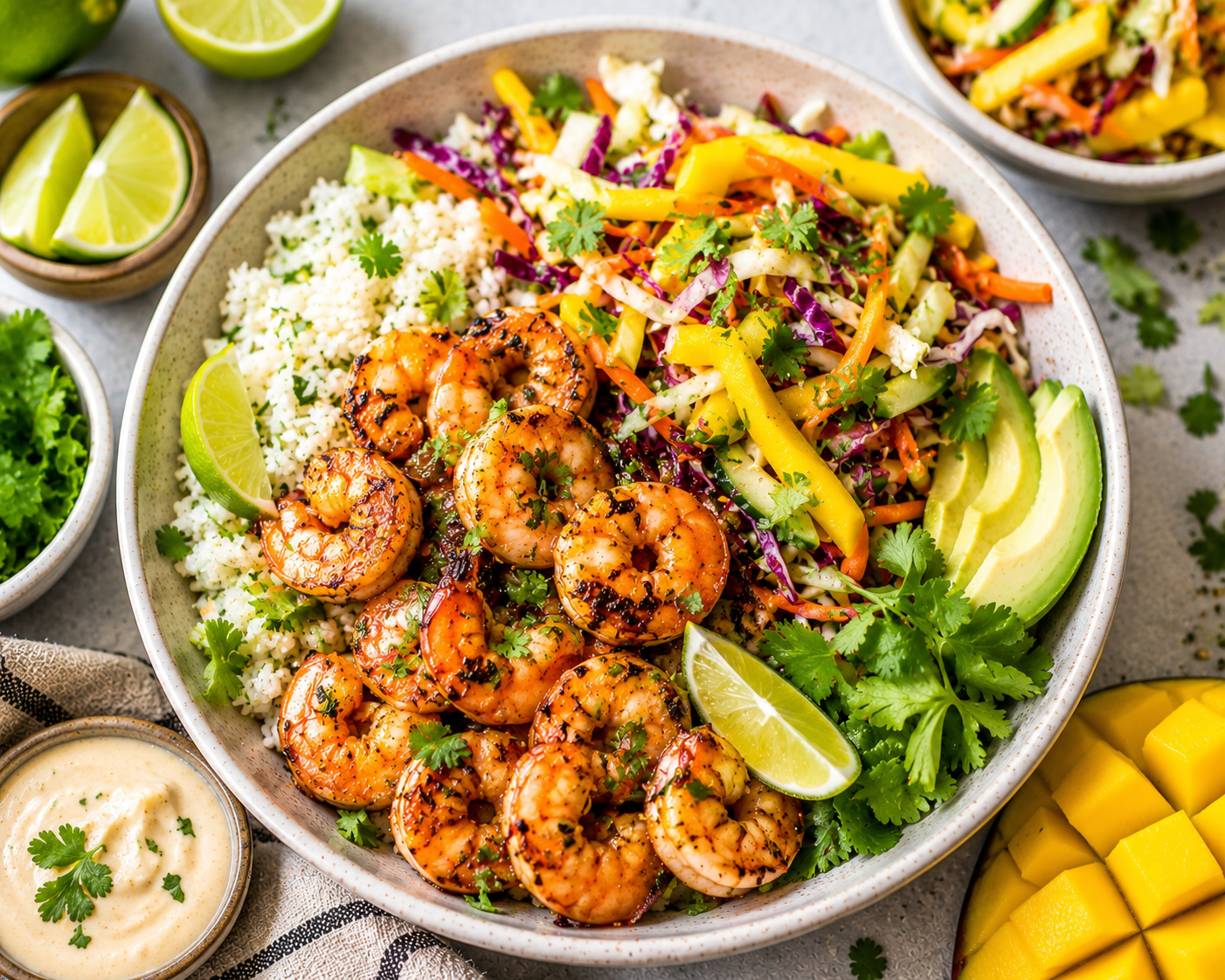 🍤🥭 Coconut Lime Shrimp Bowls with Mango Slaw