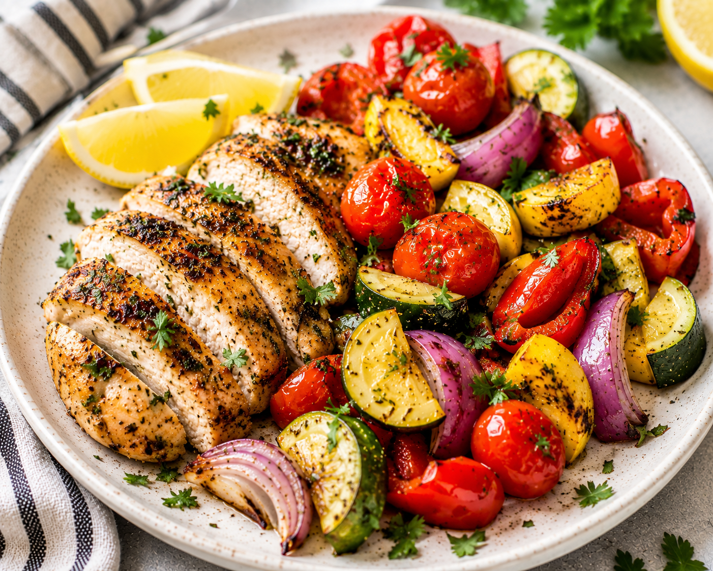 🍋🌿 Sheet Pan Mediterranean Chicken &amp; Summer Vegetables