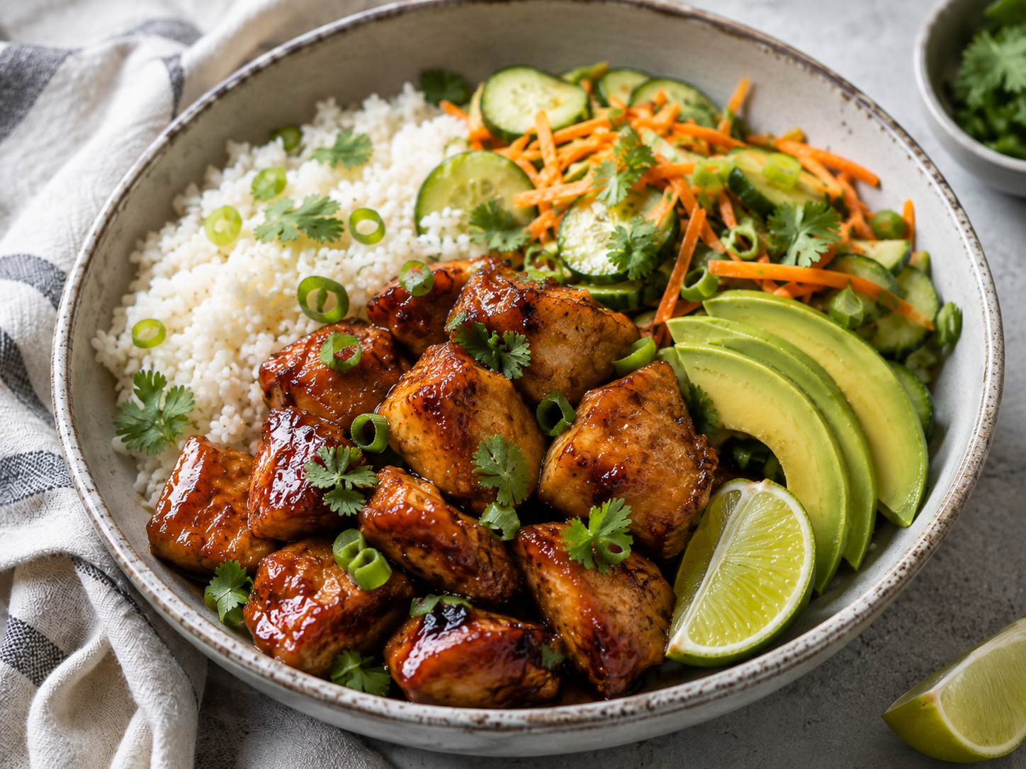 Sticky Apricot Ginger Chicken Bowls
