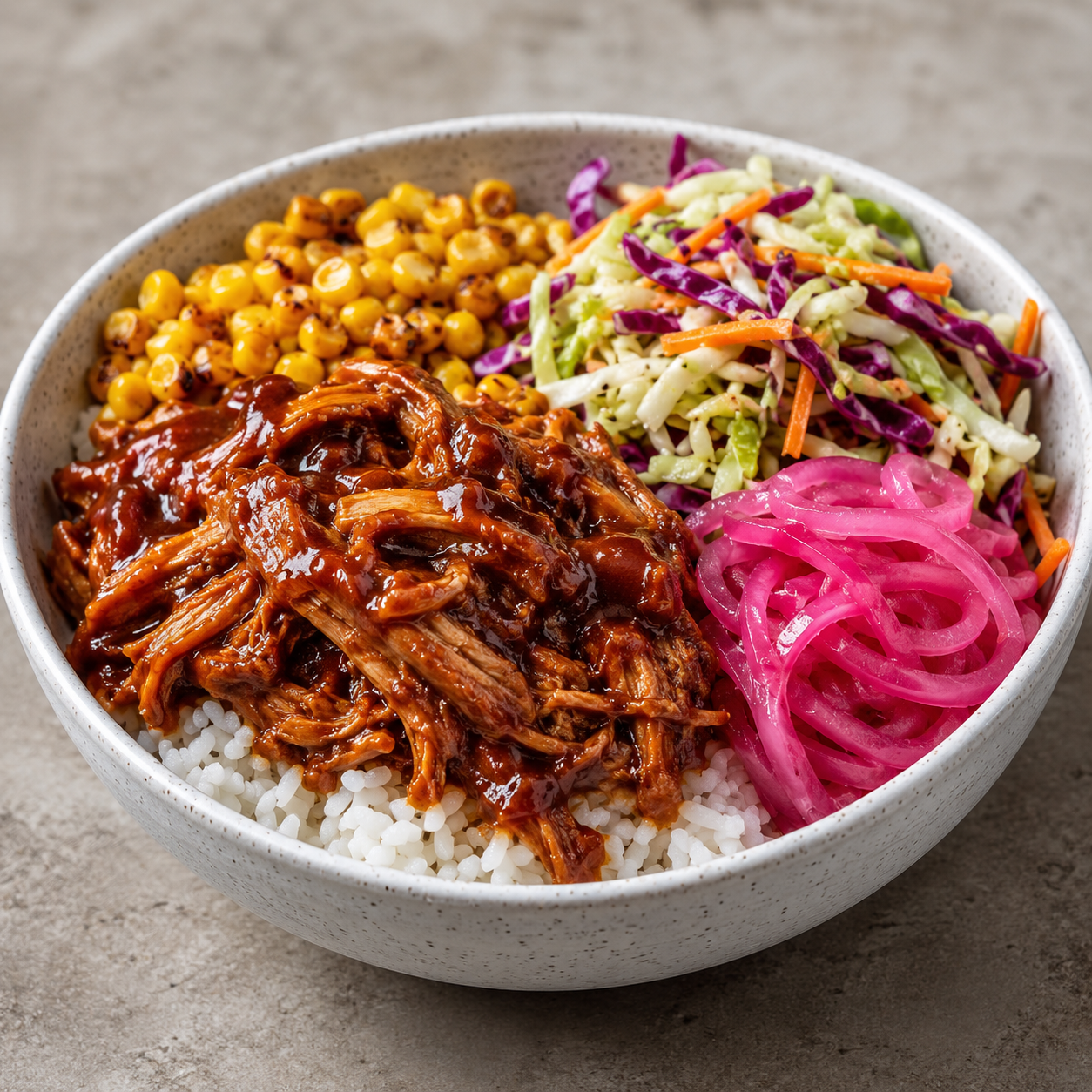 BBQ PULLED PORK OR CHICKEN BOWL
