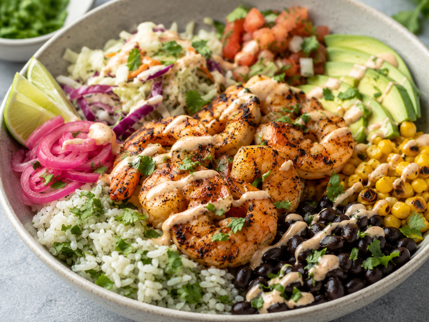 BAJA SHRIMP or CHICKEN TACO BOWL