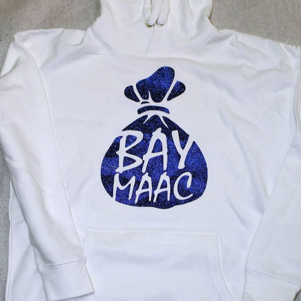 Baymaac Bag White/Blue Glitter  Pullover Hoodie