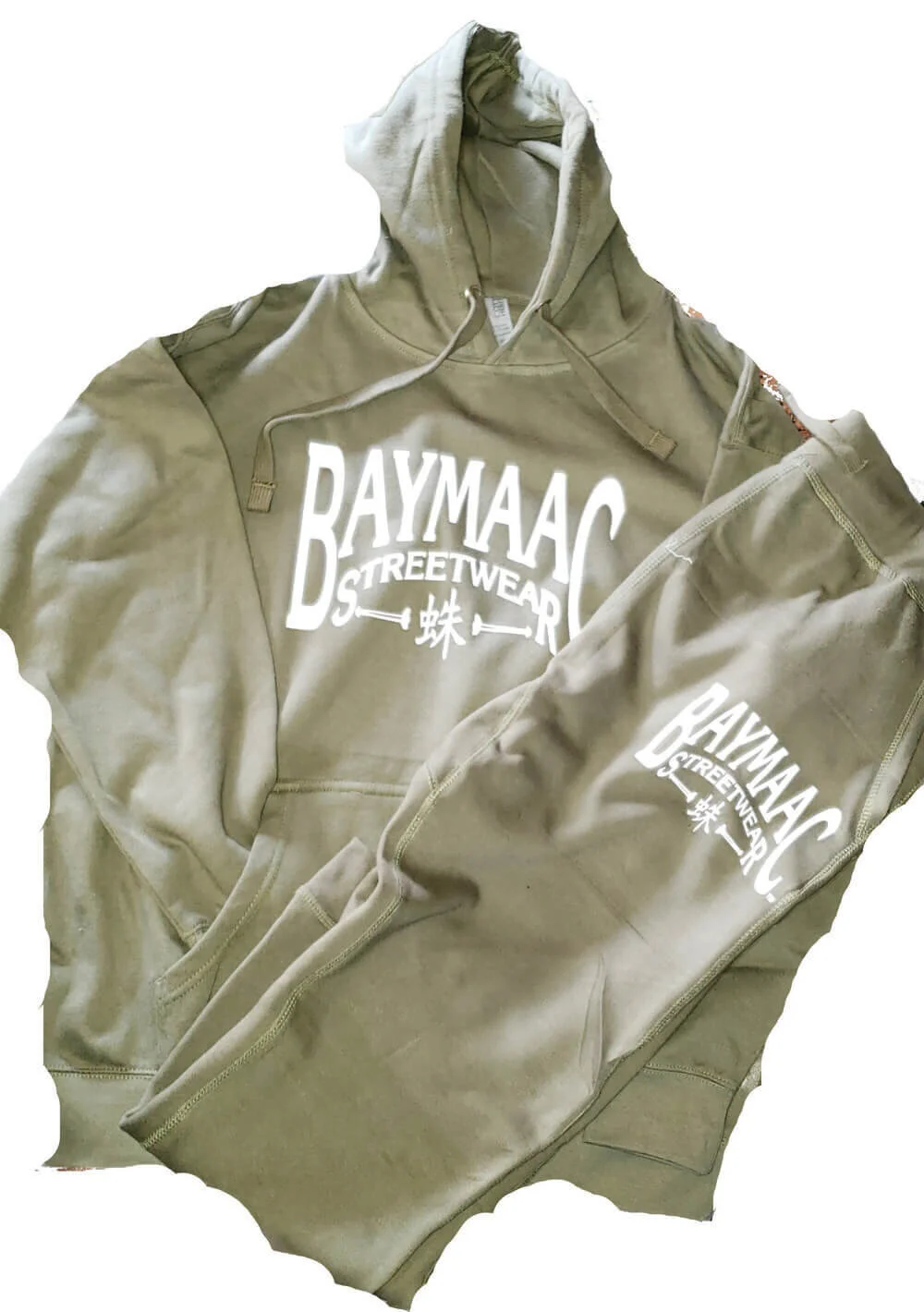 Baymaac Streetwear Olive Green/White Jogger Set