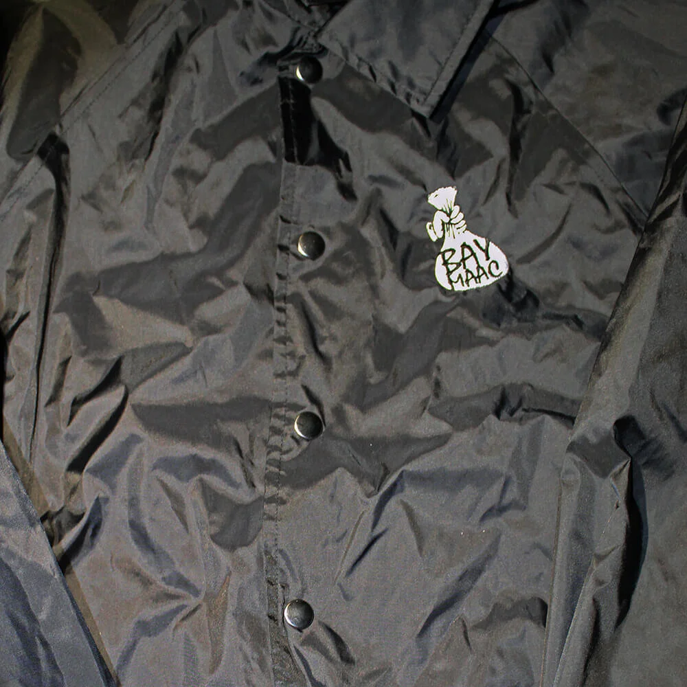 Baymaac Bag Embroidered Black Button-Up Windbreaker