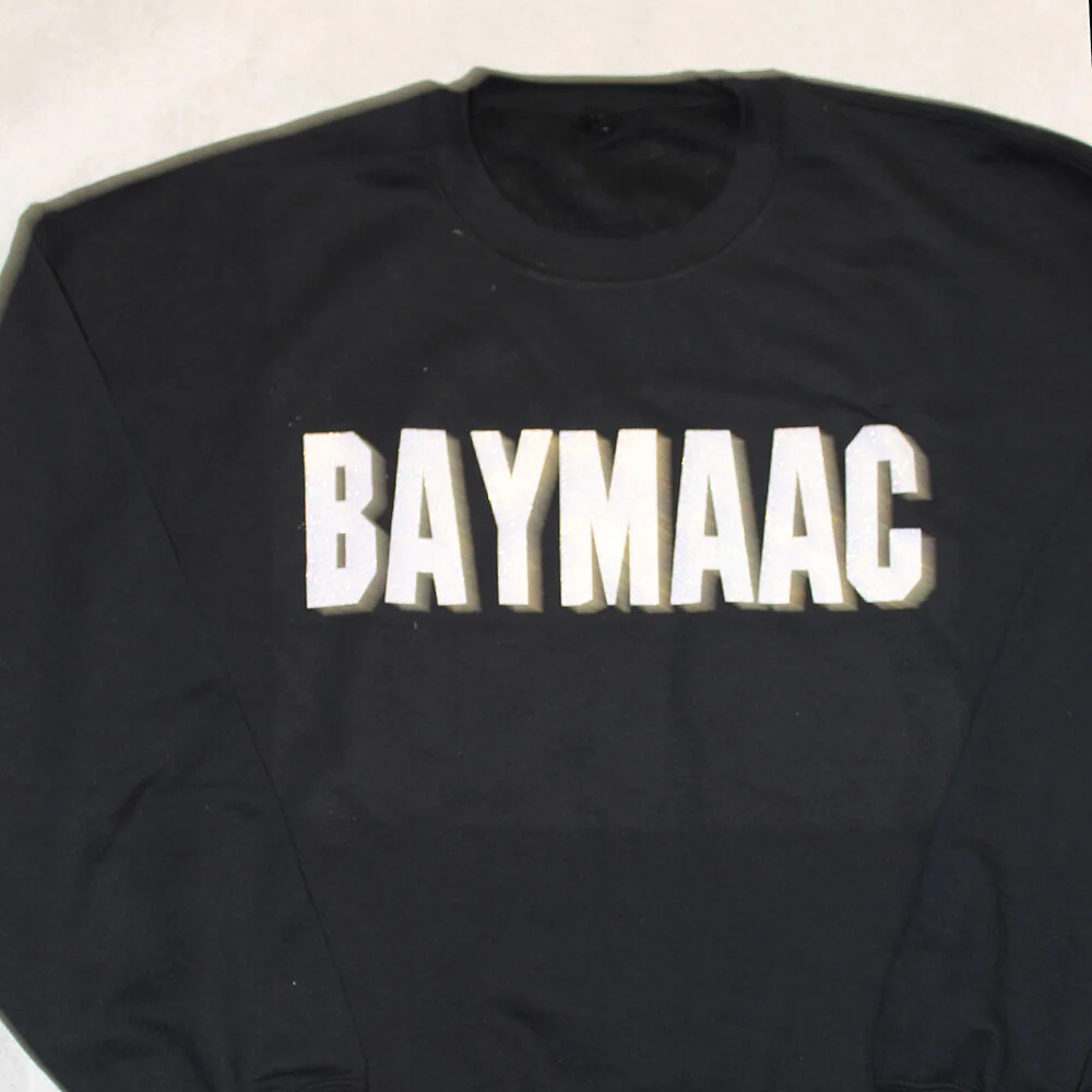 BAYMAAC Block Letter Black/White Crewneck Sweatshirt