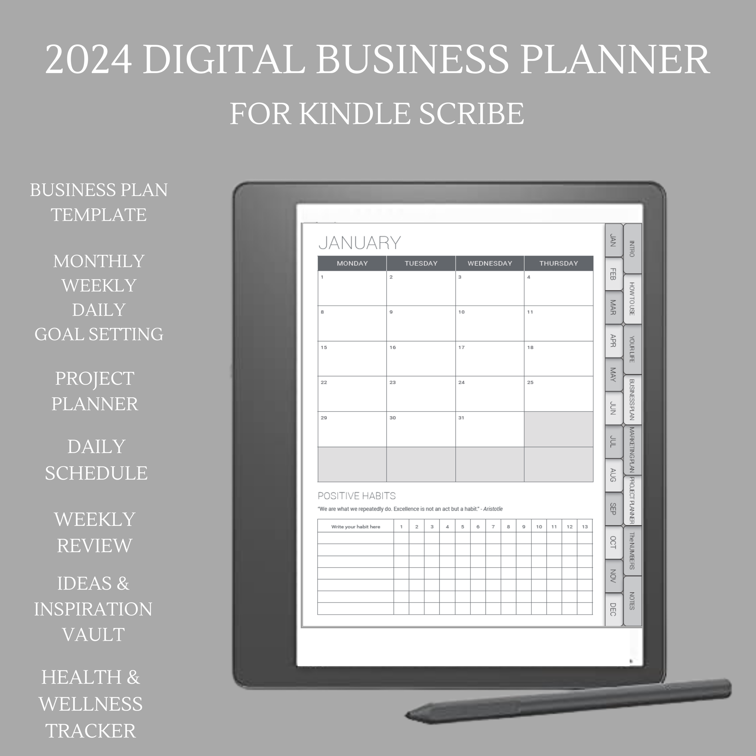 Monthly Calendar for Kindle Scribe