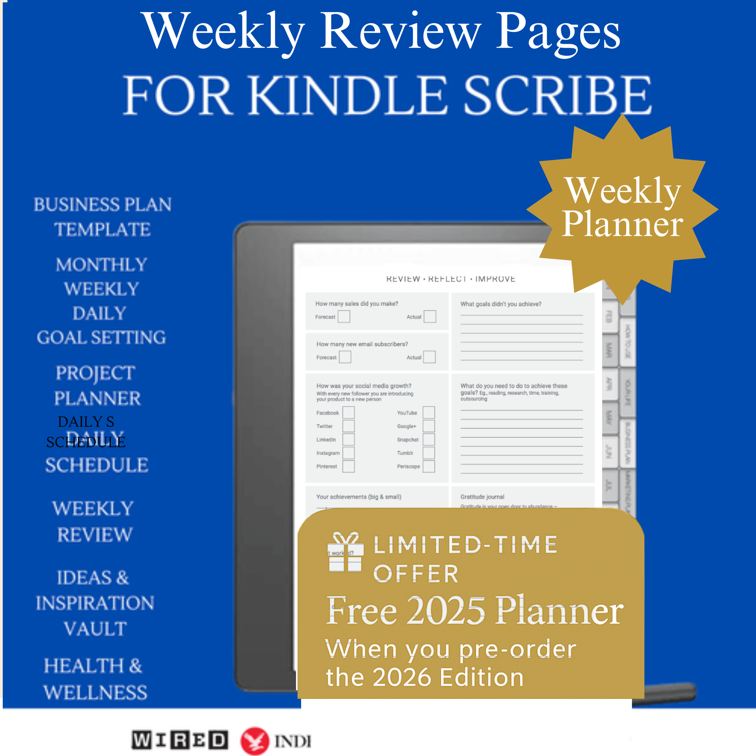 2026 digital planner for kindle scribe- Weekly Review Pages.png