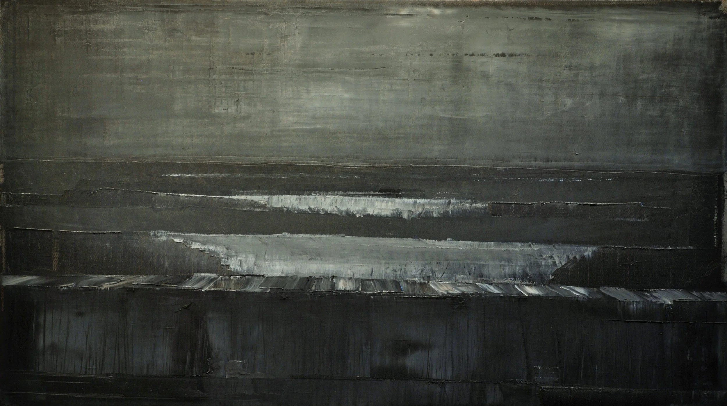    Sea Wall,   oil on linen, 16 x 28 inches, 2014 