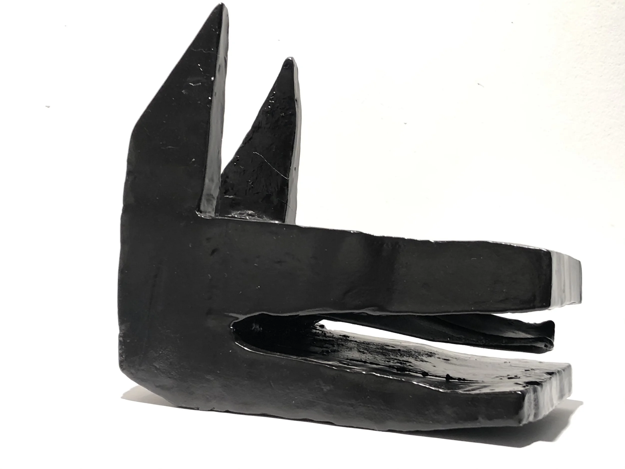    Jackal,   earthenware and enamel, 6 1/2 x 6 1/2 x 4 inches, 2019 