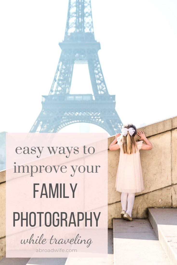 Easy ways to improve your family photos while traveling. Tips and strategies to help you get the best possible pictures of your family while on vacation. These tips can be used with any type of camera! #familyphotography #travelphotography #familytr…