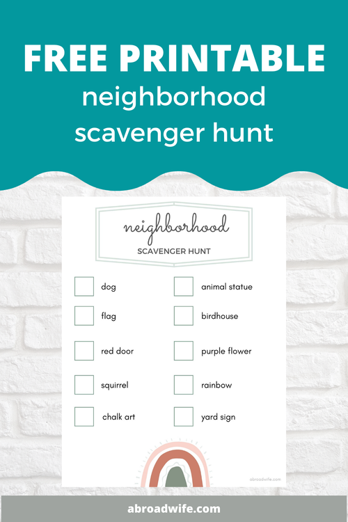 FREE Printable Neighborhood Scavenger Hunt — Abroad Wife-Familly Travel