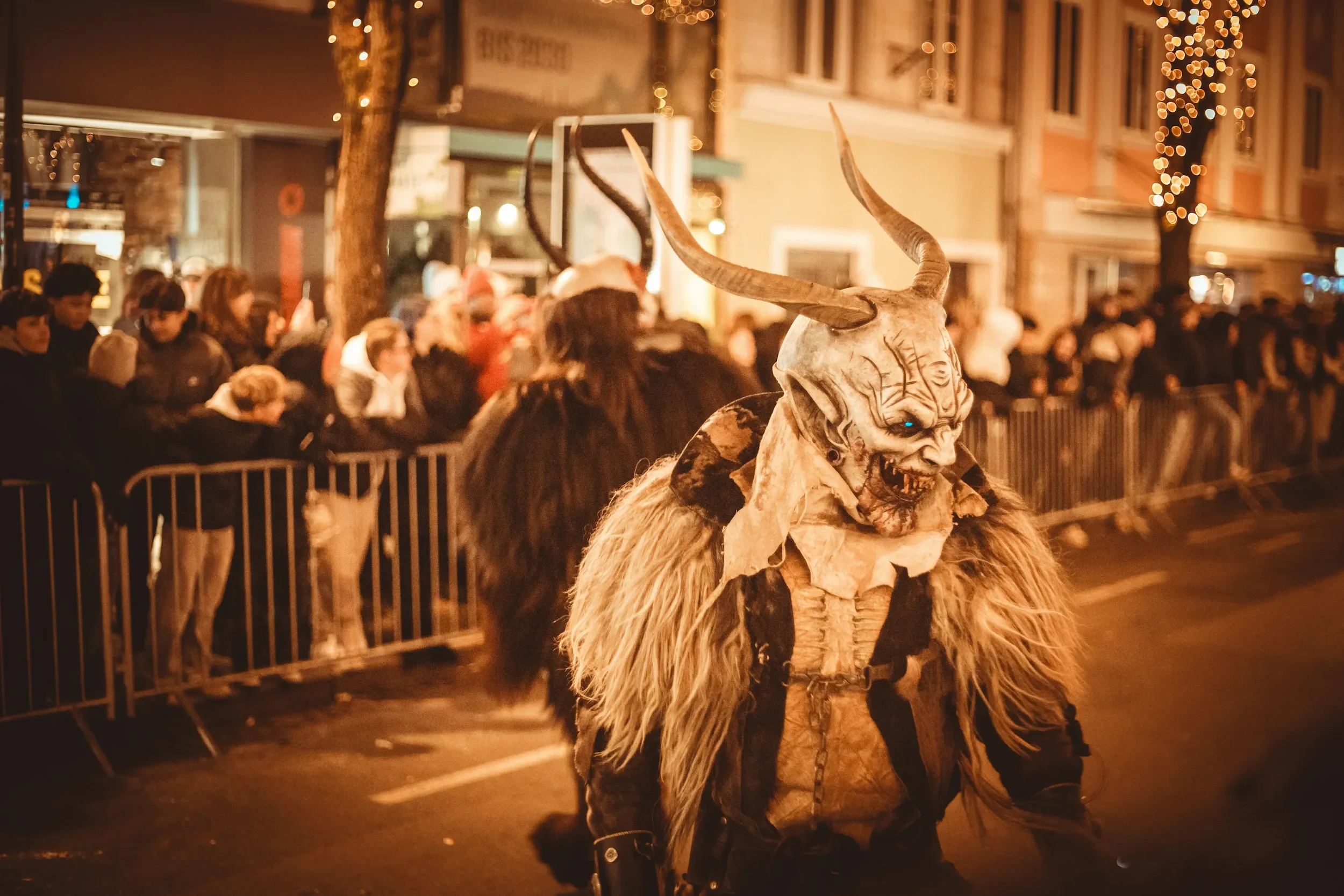 Krampus run event with scary masks in Europe