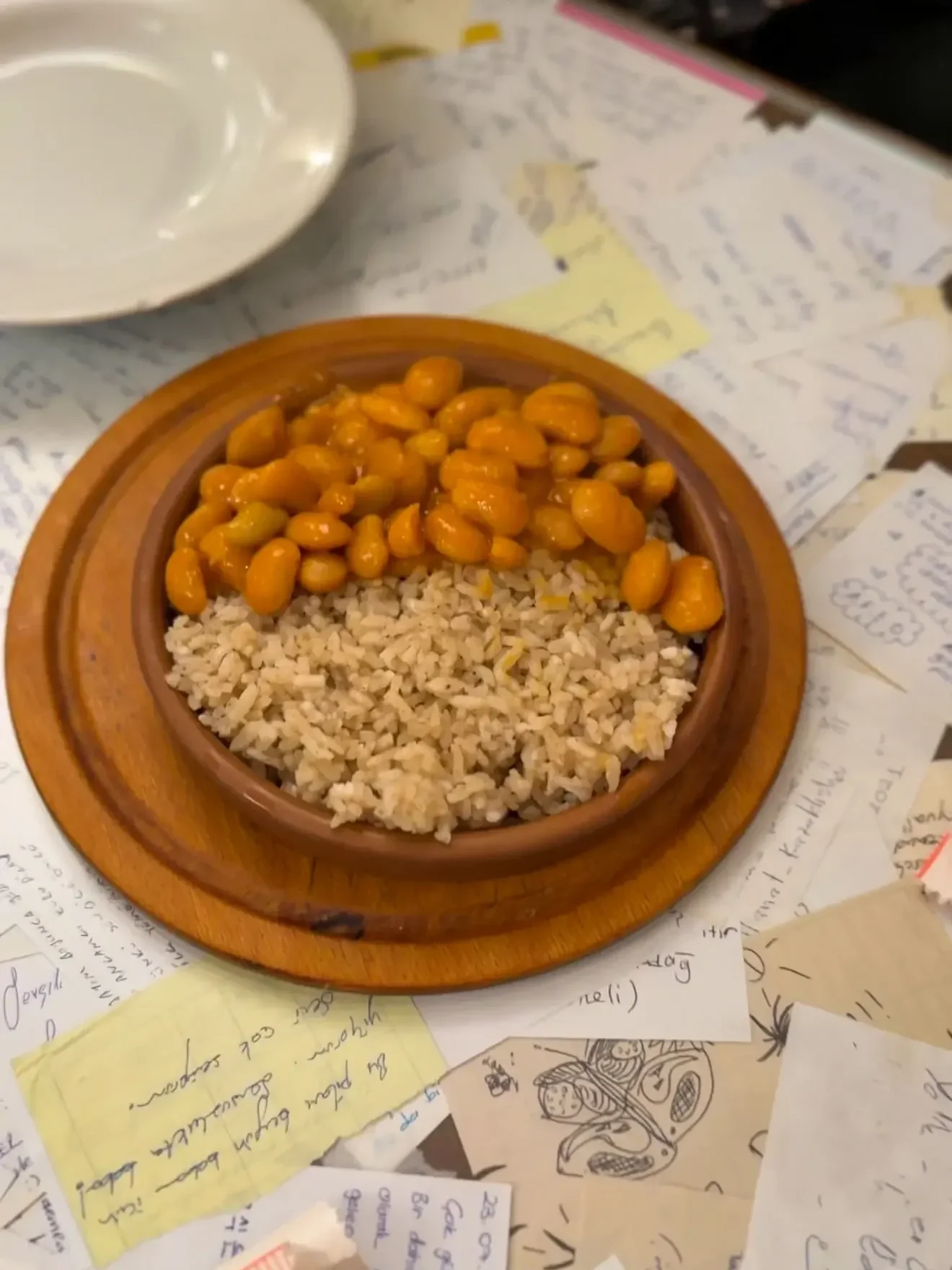 Sweet beans and pilav at a family-owned restaurant in Istanbul