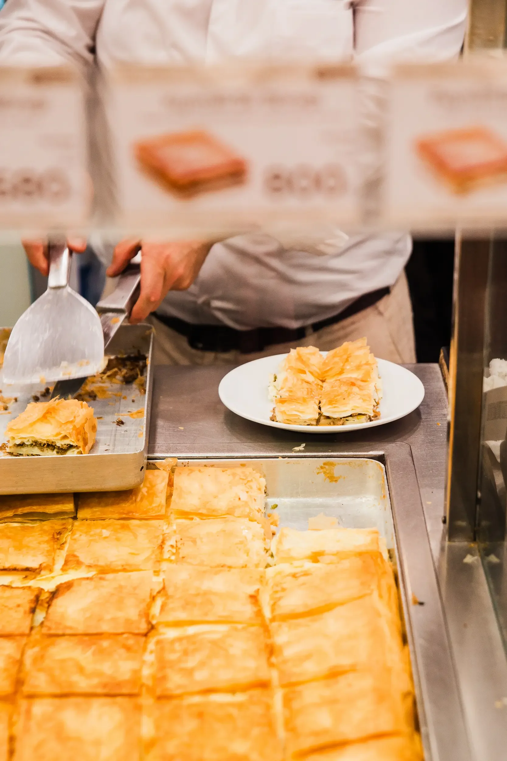 Borek being served on a plate in Istanbul on a food tour