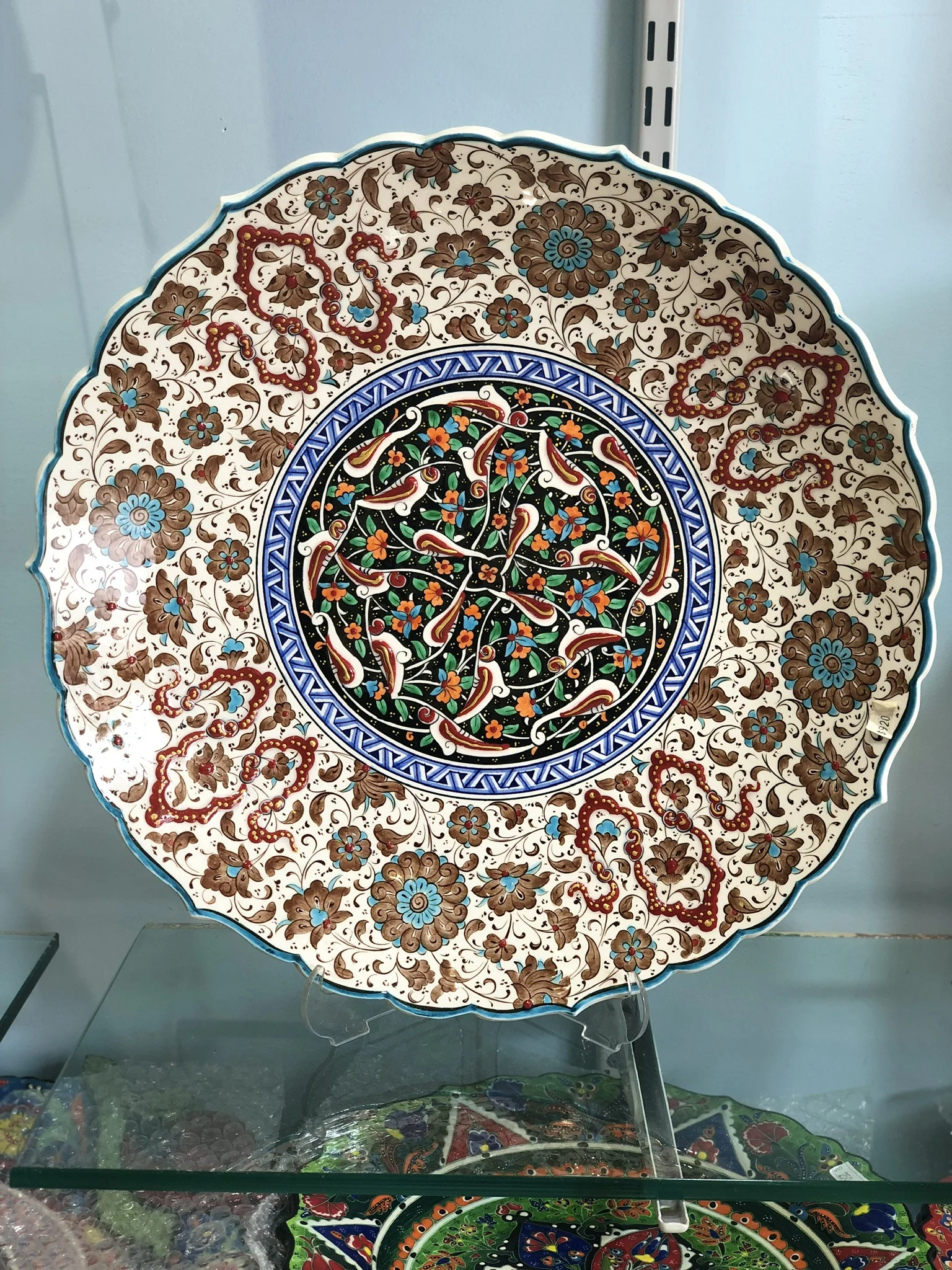16in Round Ceramic Plate - 15th Century Design 