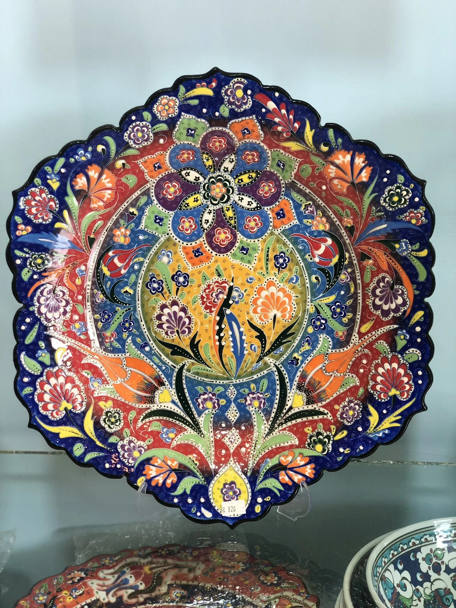 16in Hexagon Ceramic Plate - 14th Century Design 