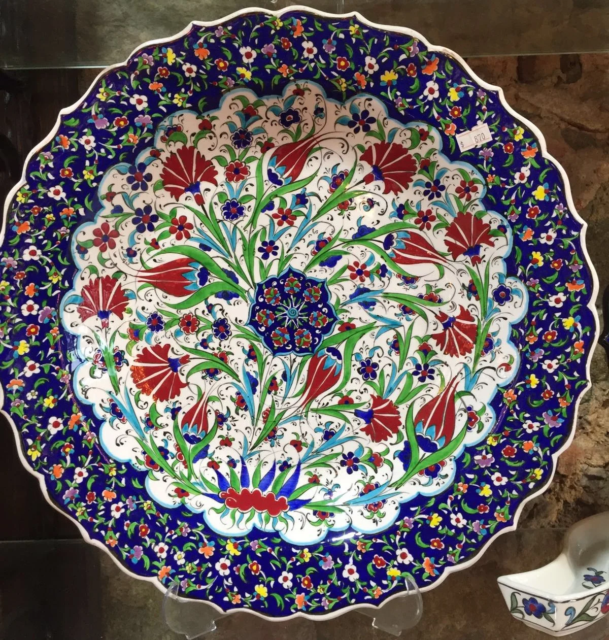 16in Round Ceramic Plate - 15th Century Design 