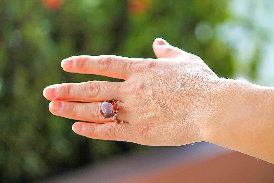 Round Cut with Marcasite Band Setting Zultanite Ring, 15.46