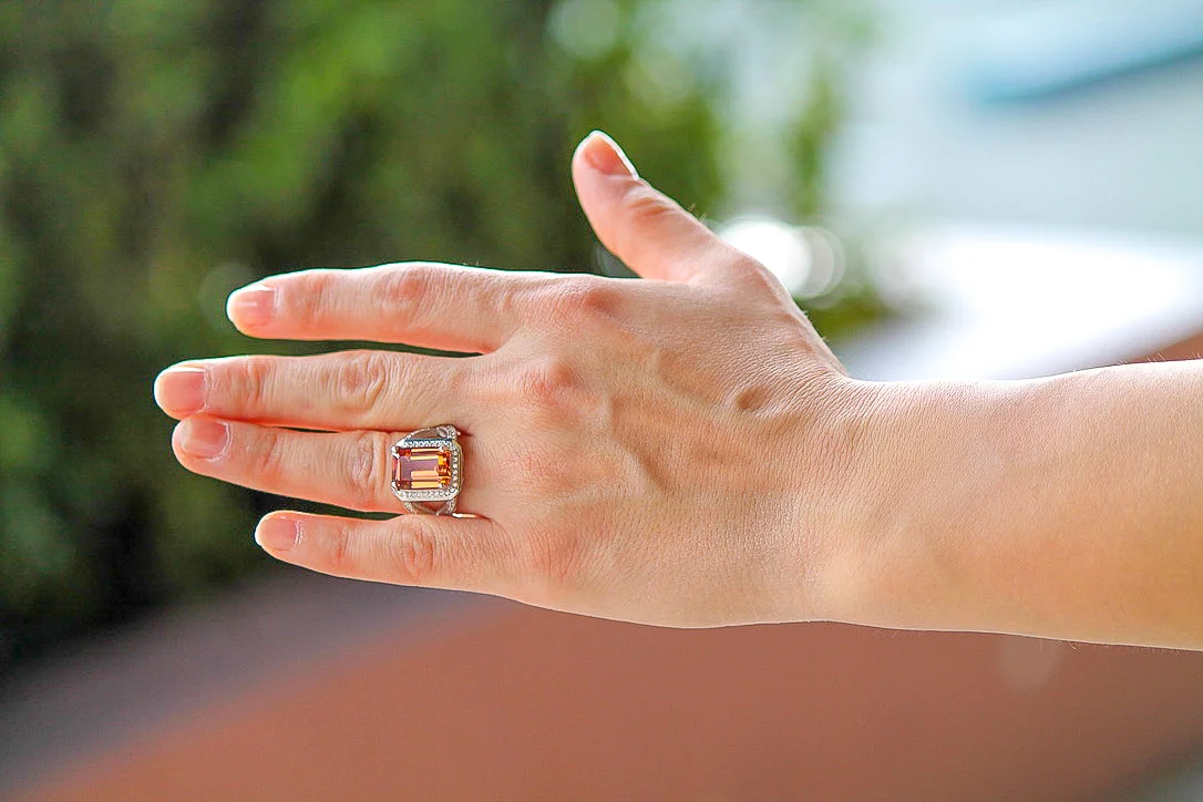 Emerald Cut with Swirl Design Band Setting Zultanite Ring, 7.83 TCW  