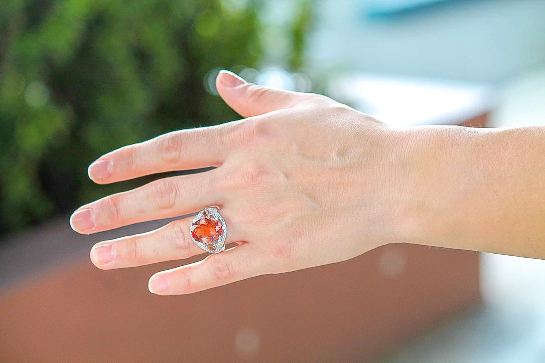 Oval Cut Marcasite Prong Halo Design Setting Zultaine Ring, 9.63 TCW 