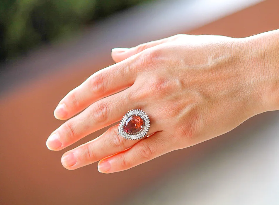 Pear Cut Halo Zultaine Ring, 10.30 TCW 