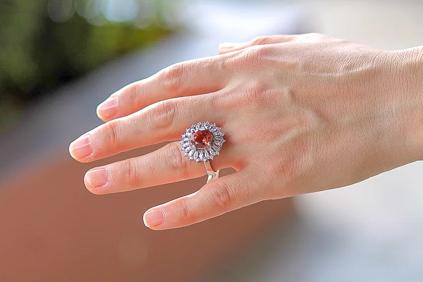 Round Cut with Flower Marcasite Halo Setting Zultaine Ring, 4.59 TCW 