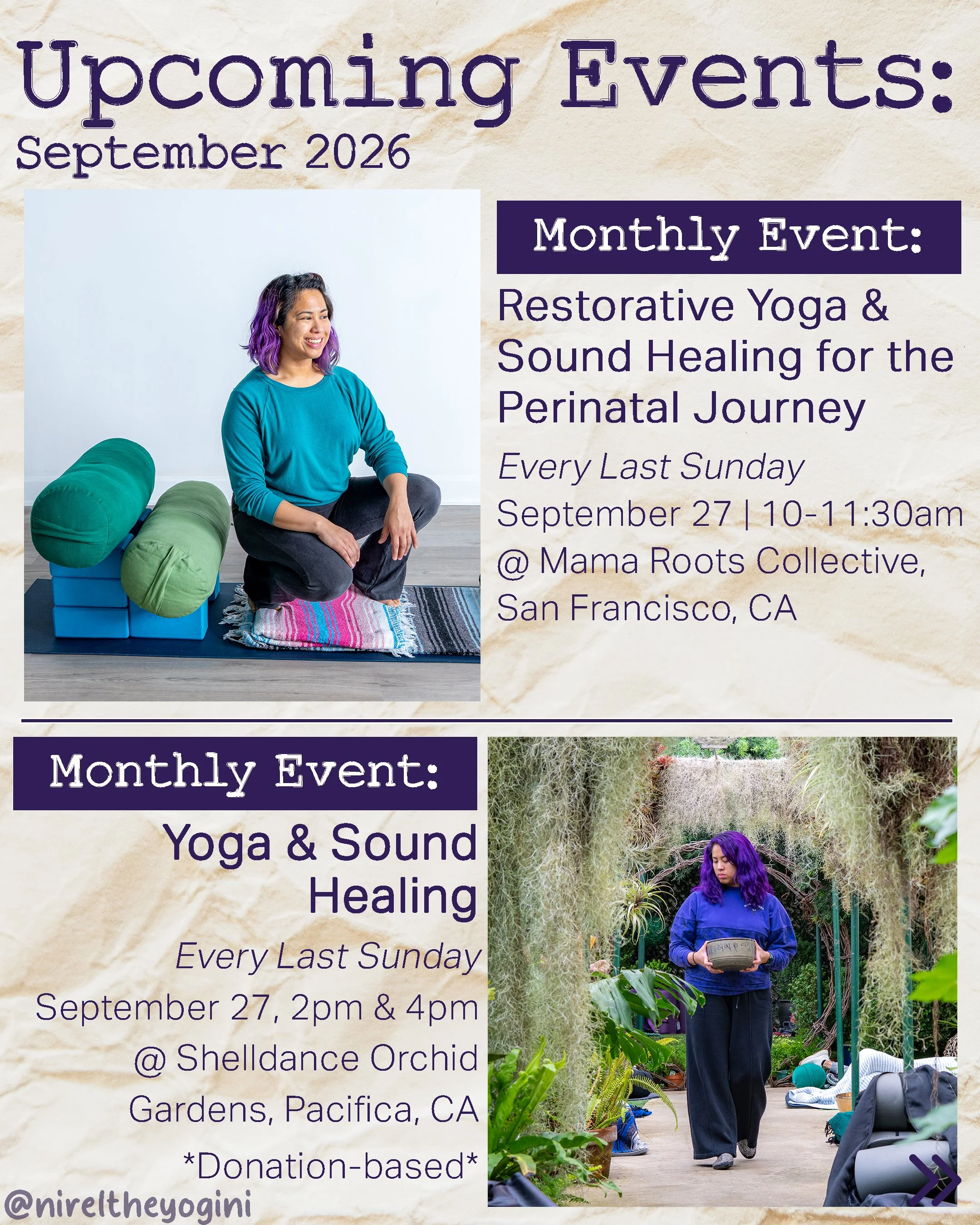 September is full of chances to rest, reset, and practice together.

Bring your mat, cozy layers, blankets, pillows, water, and anything else that helps you settle in. Friends are always welcome!

💾 Save this post and come join me!

✨ Sept 3, 6&ndas