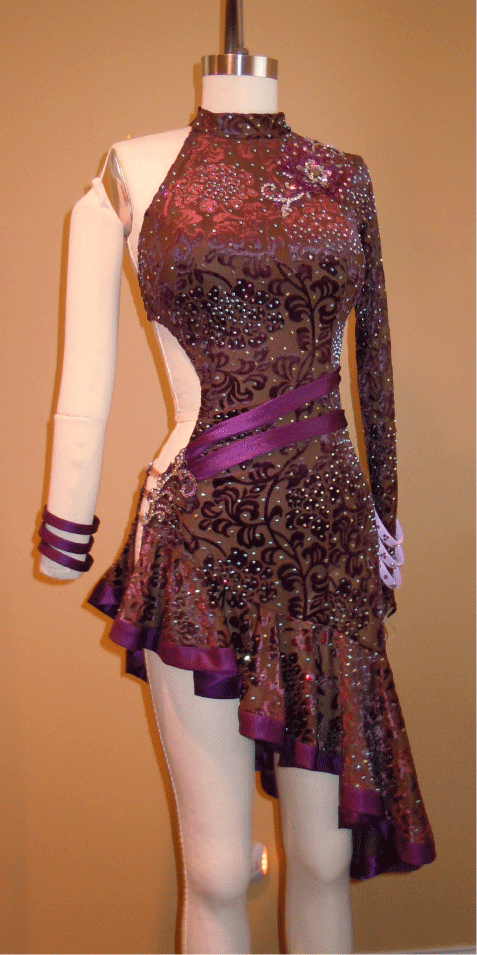 Burnout Velvet Latin dress - front