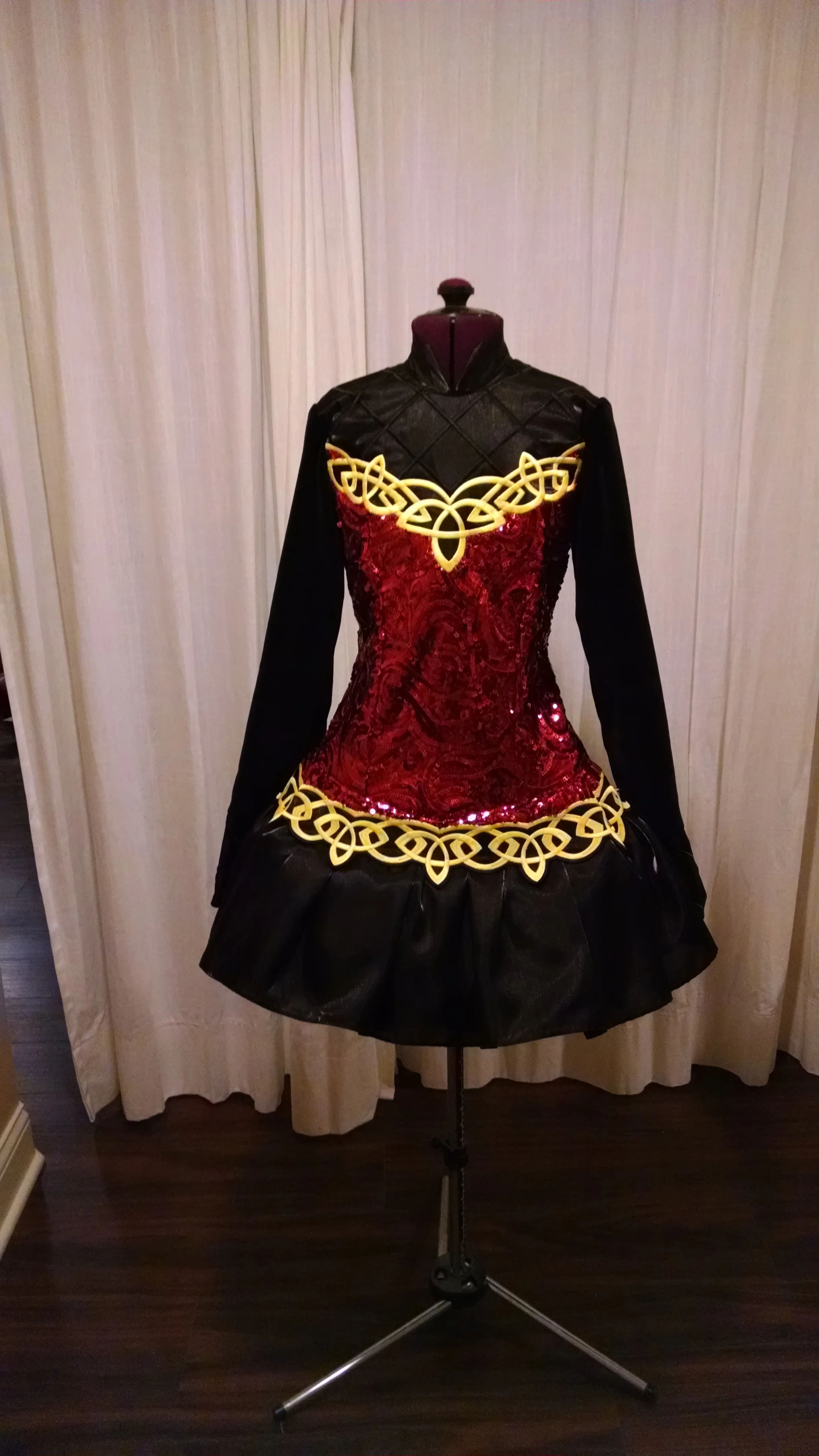 Red, Black, and Gold Irish Dance Dress