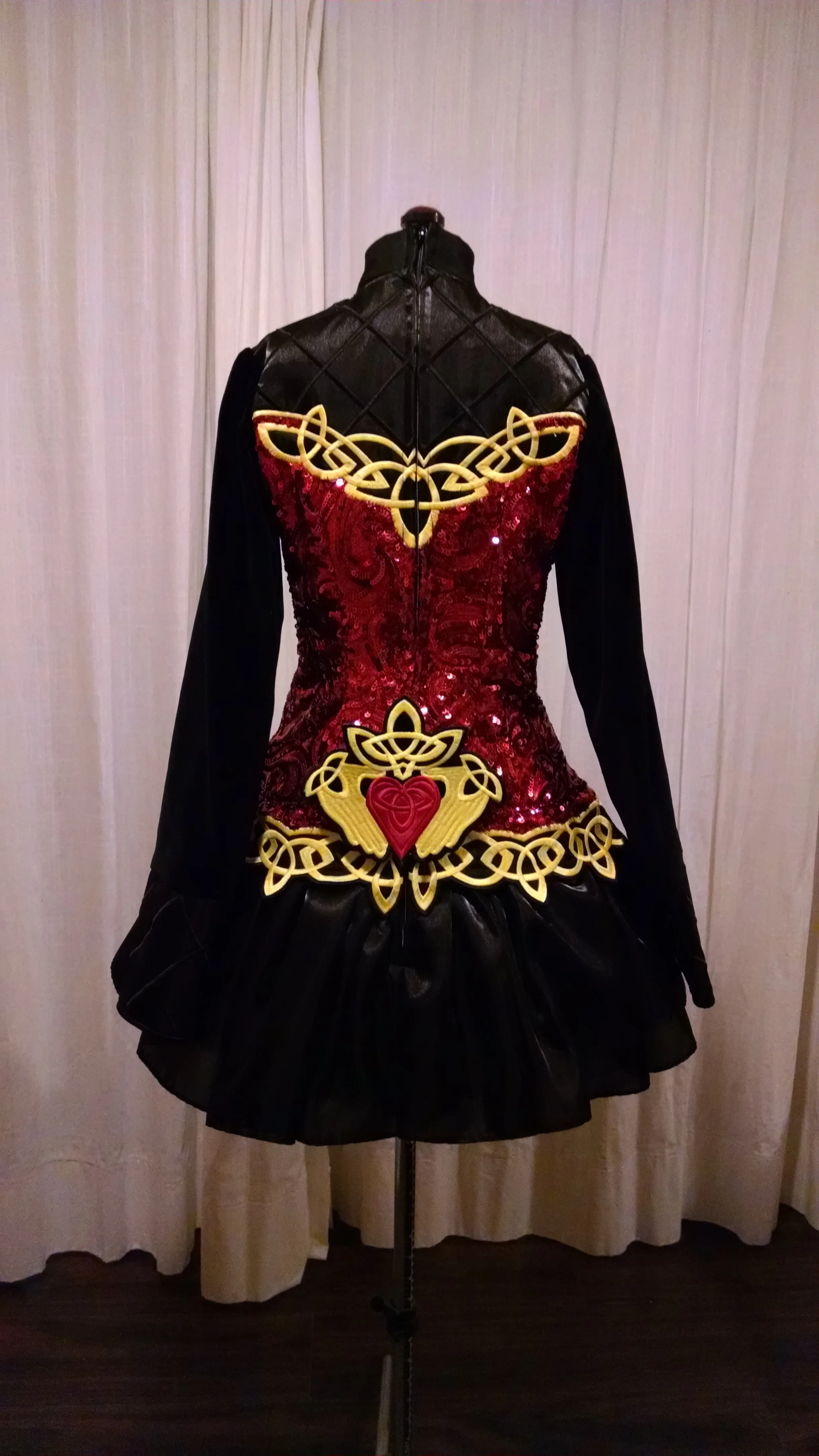 Red, Black, and Gold Irish Dance Dress