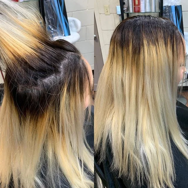 💣 Major transformation! 
This lovely guest had requested a balayage with a darker root but has gray so sometimes as stylists that can be tricky for us to pick the perfect plan to execute the job correctly. (No shade) but if you are a stylist just le