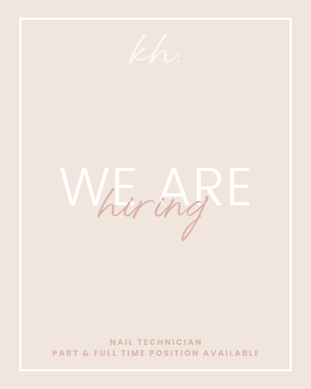 We are hiring, Nail Technician needed.