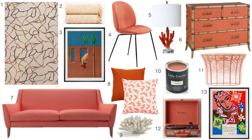 1 Doris Leslie Blau 2 Zara Home 3 Max Ernst (print) 4 Gubi 5 Graham & Green 6 Tommy Bahama Home 7 Sofa.com 8 Trouva 9 LaRedoute 10 Little Greene 11 Gan 12 Crosley Crusier 13 Henri Matisse (print)