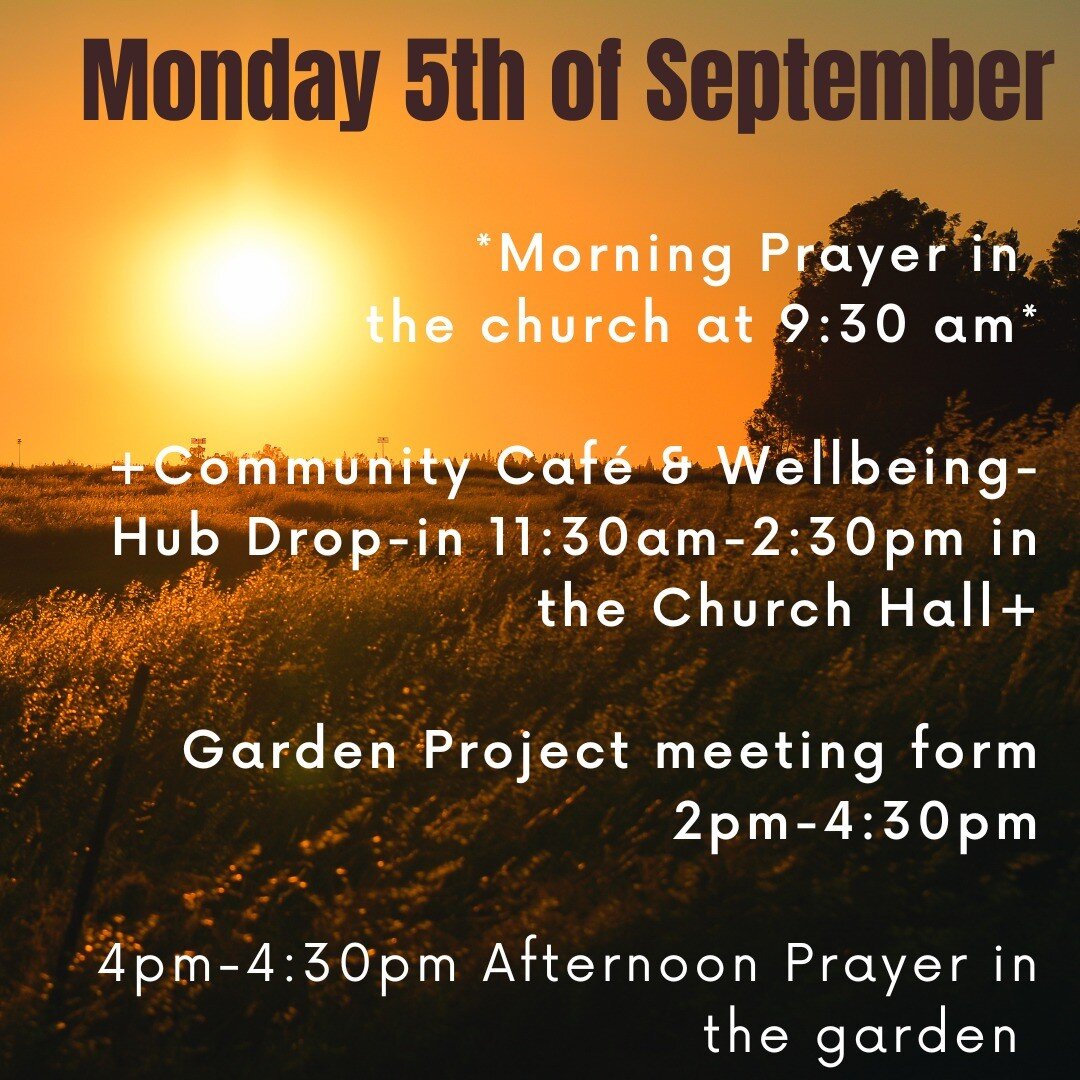 Lots happening on Monday - come along and join us! #hope #prayer #MotivationMonday #church #Jesus #bible #community #fun #churchengland #garden #careforcreation