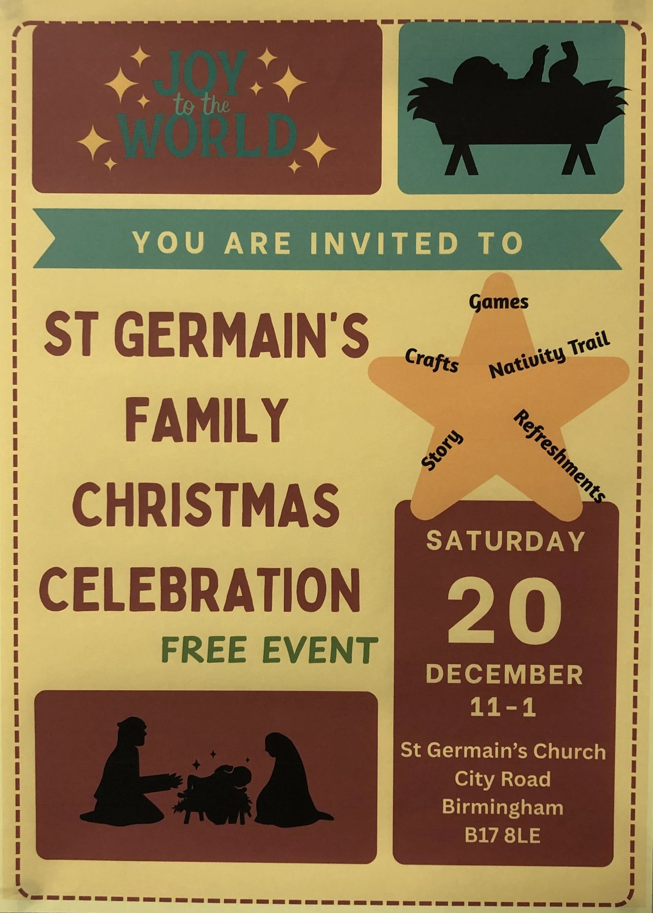 Family Christmas Celebration in Birmingham: Games, Crafts &amp; Nativity Trail