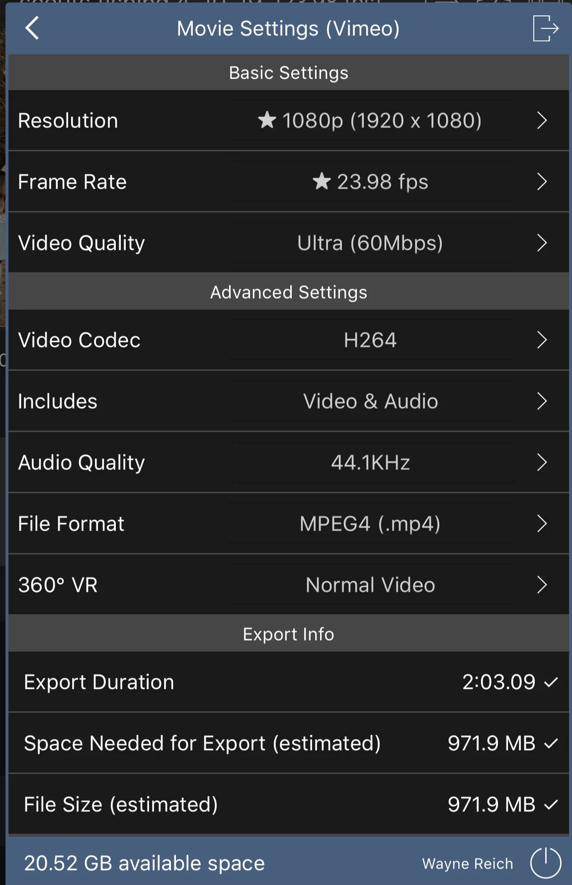 The 20gb of available space is actually my Vimeo weekly upload limit.