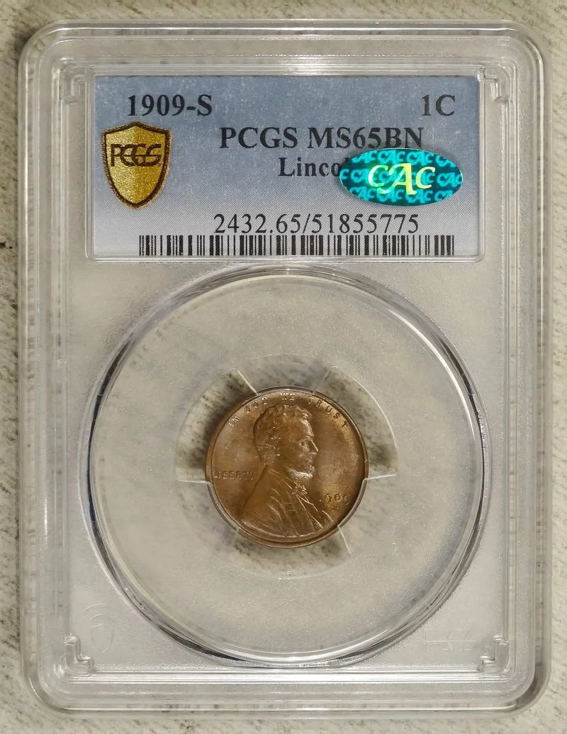 1909-S Lincoln Cent, PCGS/CAC MS-65BN, Top Pop