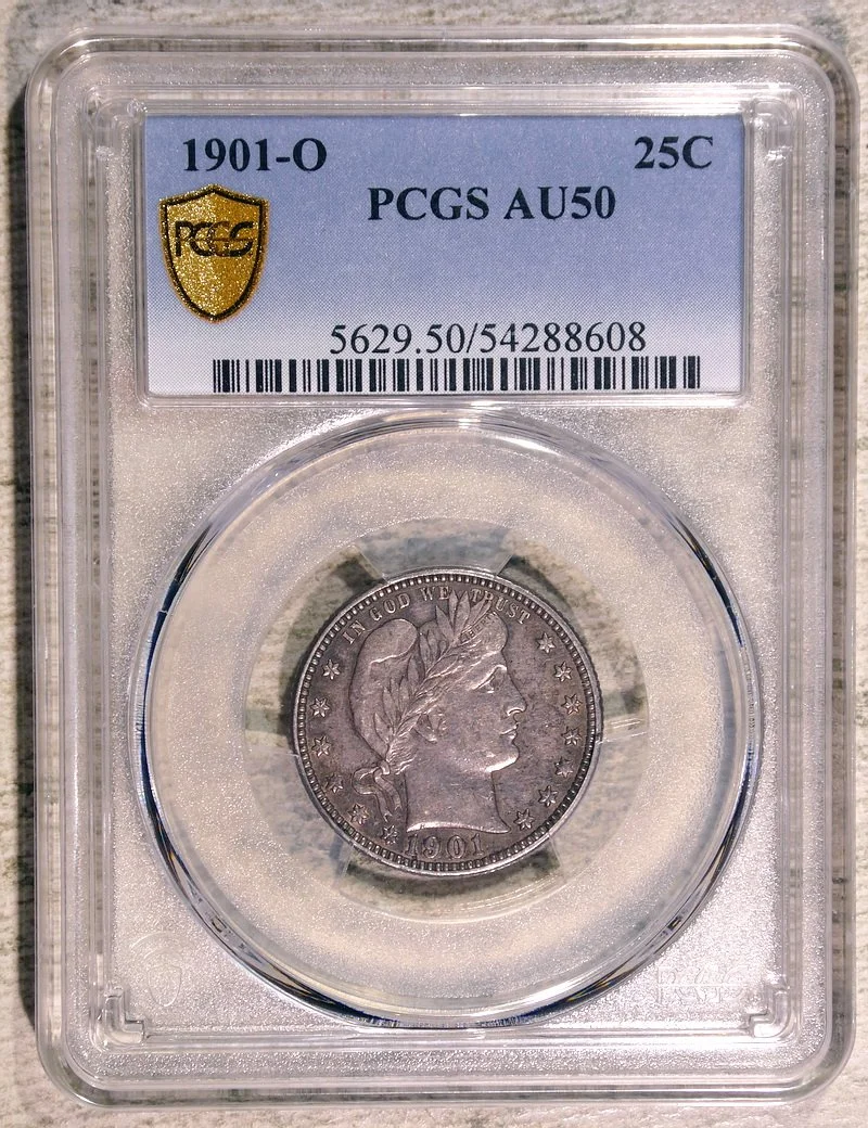 1901-O Barber Quarter, Almost Uncirculated PCGS AU-50, RARE
